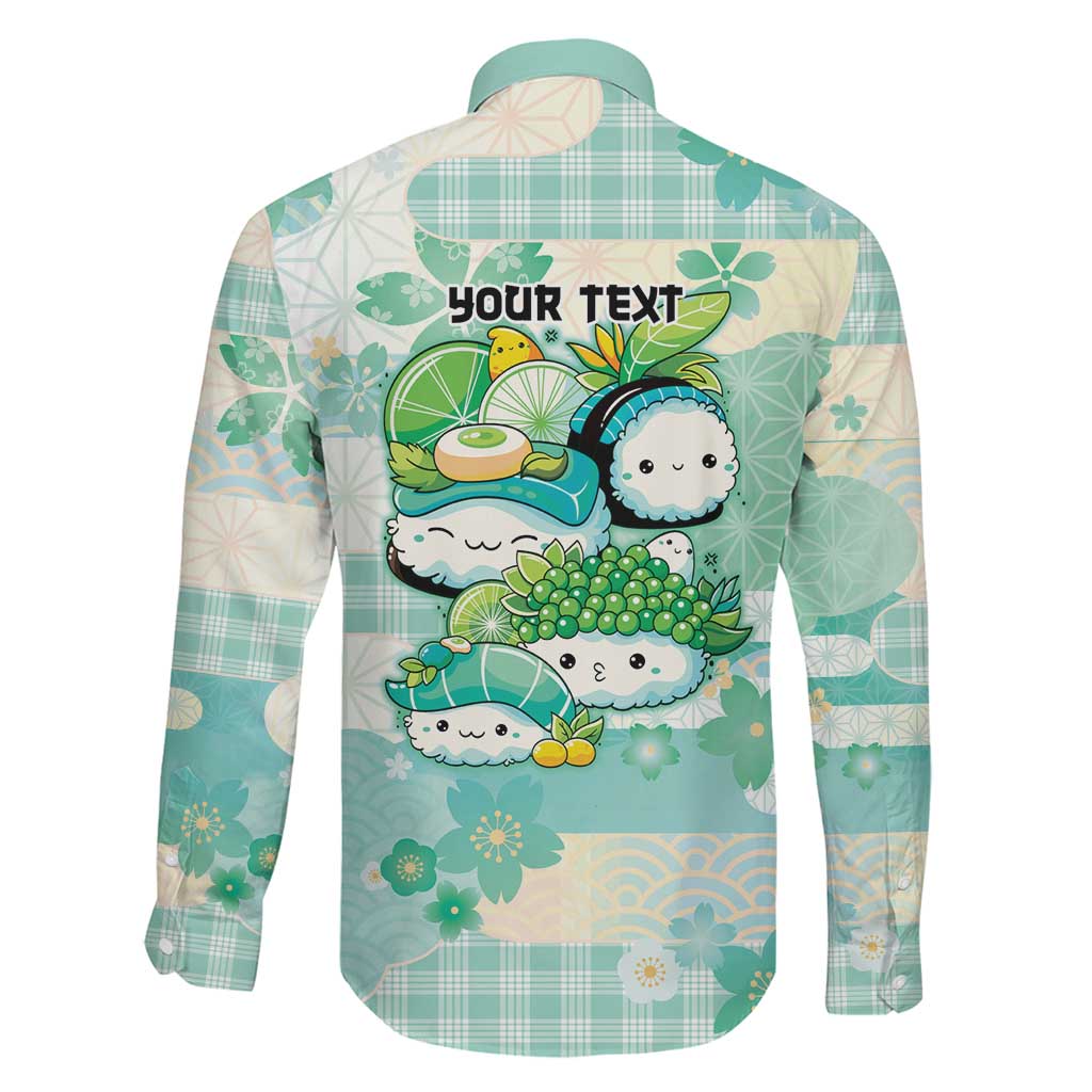 Personalized Japanese Kawaii Sushi Family Matching Long Sleeve Bodycon Dress and Hawaiian Shirt Green Wagara Palaka This Is How I Roll