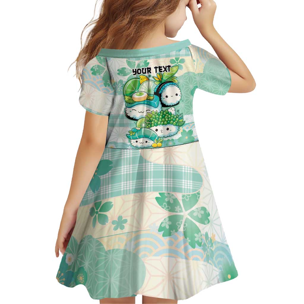 Personalized Japanese Kawaii Sushi Family Matching Off Shoulder Short Dress and Hawaiian Shirt Green Wagara Palaka This Is How I Roll
