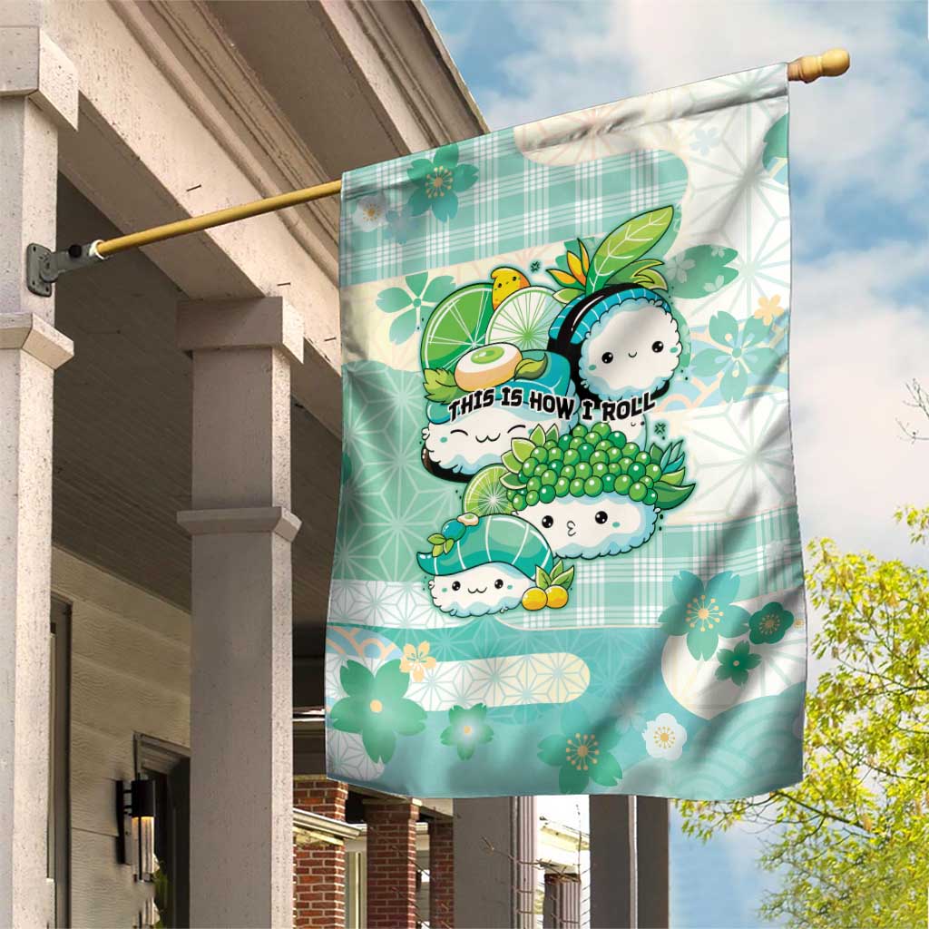 Japanese Kawaii Sushi Garden Flag Green Wagara Palaka This Is How I Roll LT9 House Flag Green - Polynesian Pride