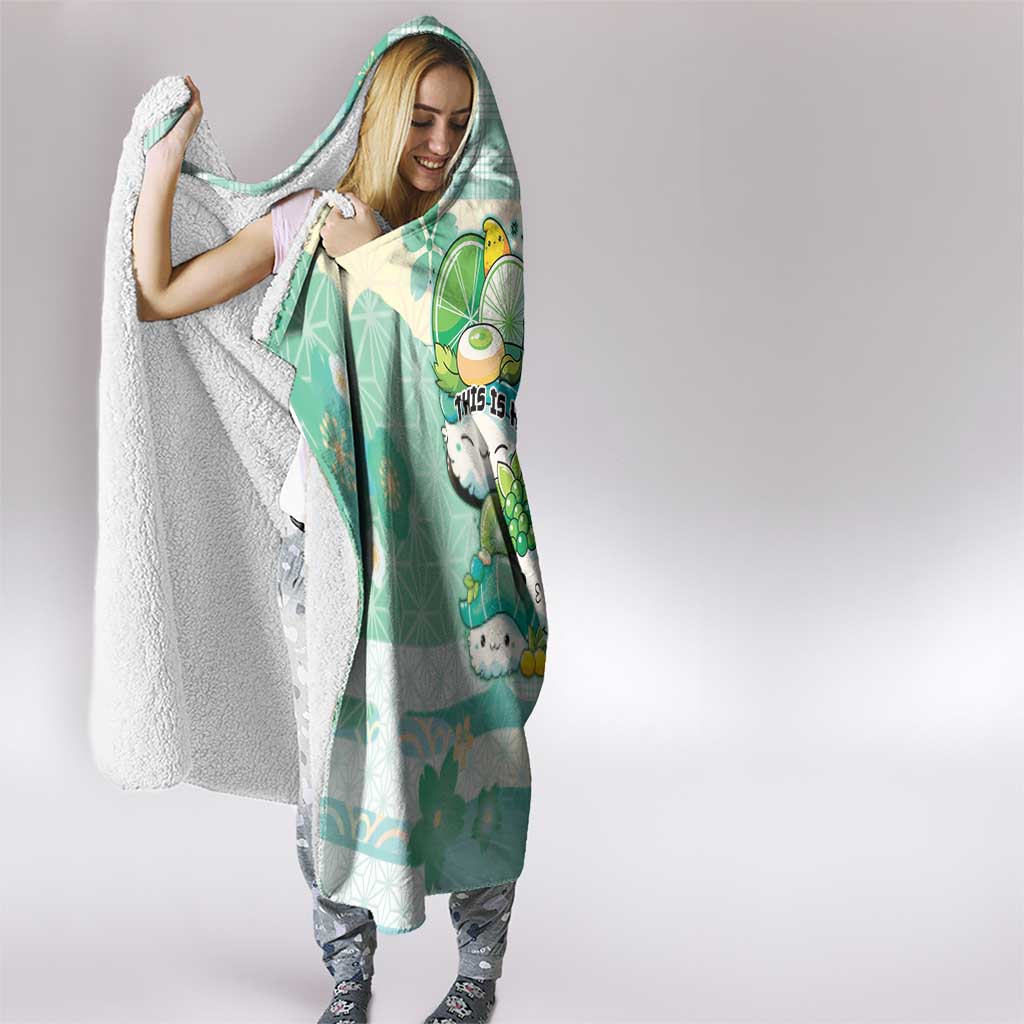 Japanese Kawaii Sushi Hooded Blanket Green Wagara Palaka This Is How I Roll LT9 - Polynesian Pride