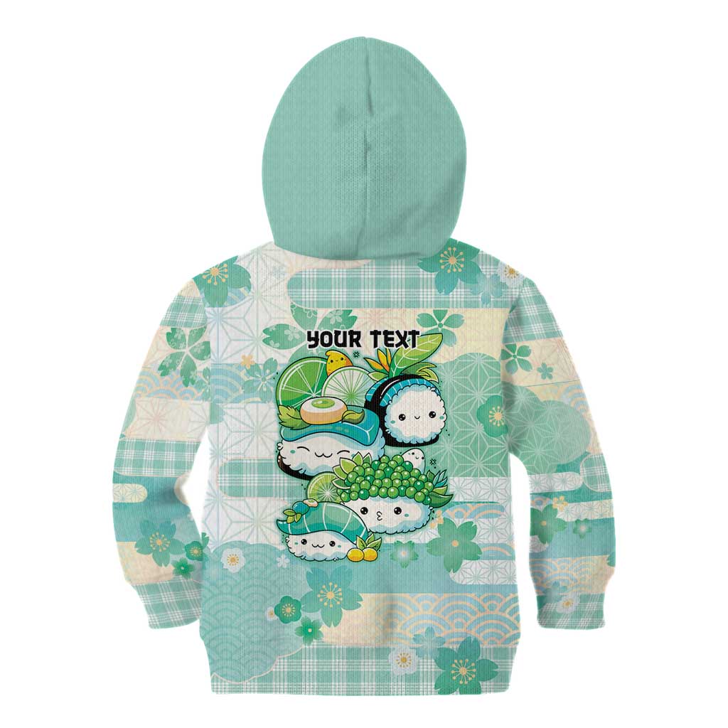 Personalized Japanese Kawaii Sushi Kid Hoodie Green Wagara Palaka This Is How I Roll LT9 - Polynesian Pride