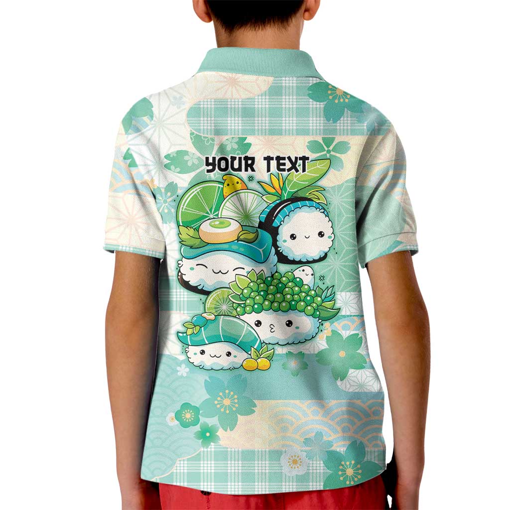 Personalized Japanese Kawaii Sushi Kid Polo Shirt Green Wagara Palaka This Is How I Roll LT9 - Polynesian Pride