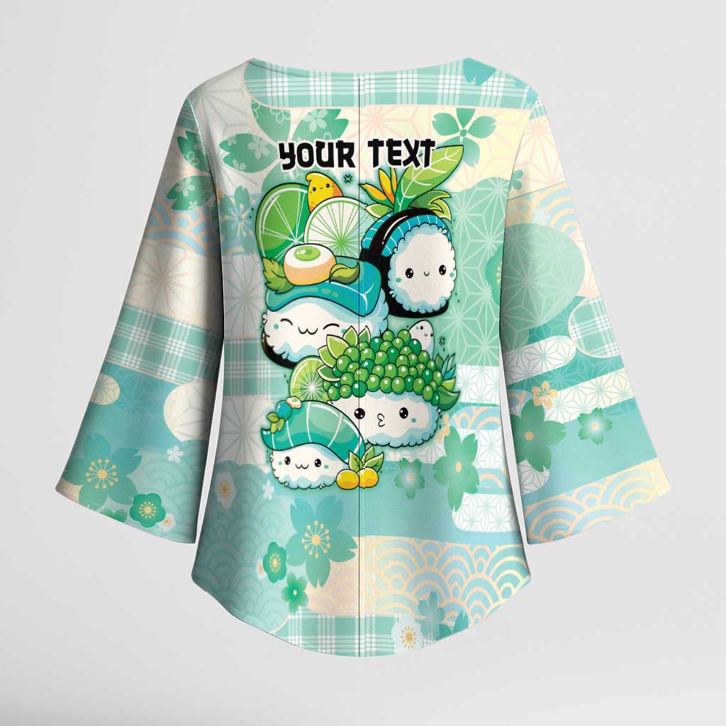 Personalized Japanese Kawaii Sushi Kimono Sleeve Blouse Green Wagara Palaka This Is How I Roll LT9 - Polynesian Pride