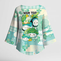 Personalized Japanese Kawaii Sushi Kimono Sleeve Blouse Green Wagara Palaka This Is How I Roll LT9 - Polynesian Pride