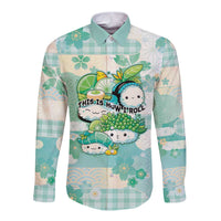 Personalized Japanese Kawaii Sushi Long Sleeve Button Shirt Green Wagara Palaka This Is How I Roll