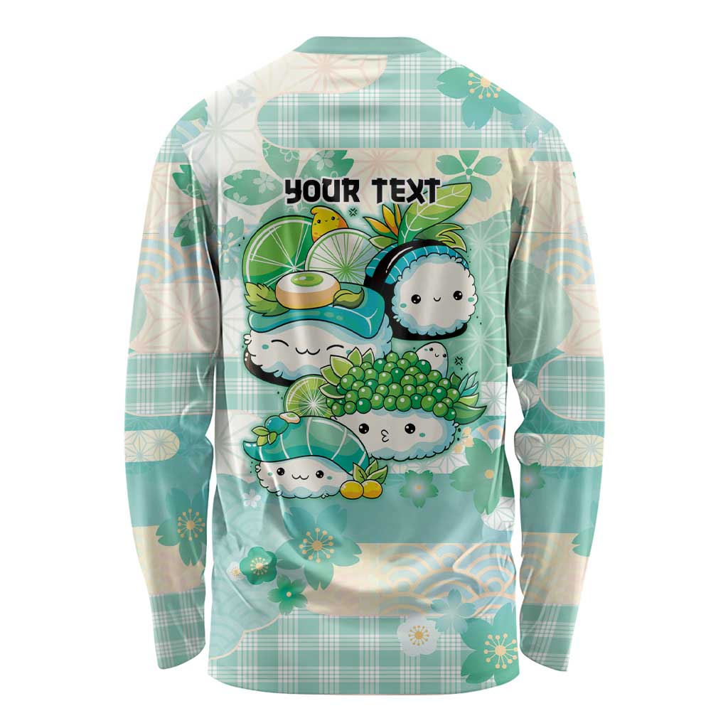 Personalized Japanese Kawaii Sushi Long Sleeve Shirt Green Wagara Palaka This Is How I Roll LT9 - Polynesian Pride