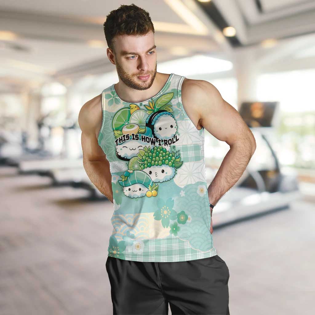 Personalized Japanese Kawaii Sushi Men Tank Top Green Wagara Palaka This Is How I Roll LT9 Green - Polynesian Pride