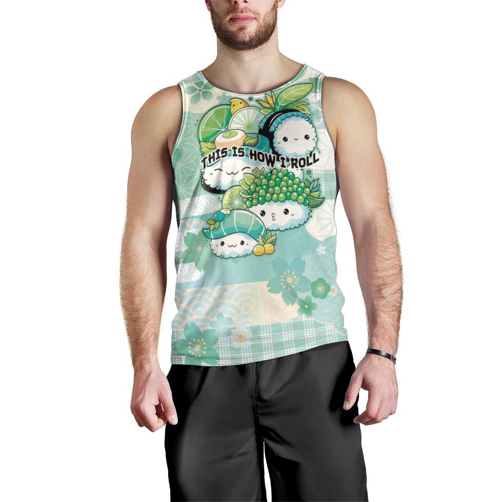 Personalized Japanese Kawaii Sushi Men Tank Top Green Wagara Palaka This Is How I Roll LT9 - Polynesian Pride