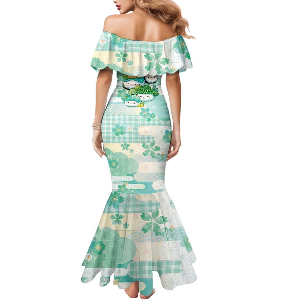 Personalized Japanese Kawaii Sushi Mermaid Dress Green Wagara Palaka This Is How I Roll