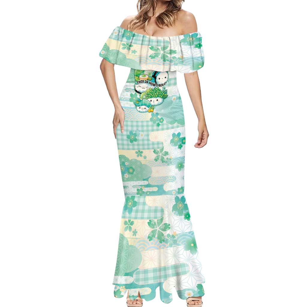 Personalized Japanese Kawaii Sushi Mermaid Dress Green Wagara Palaka This Is How I Roll