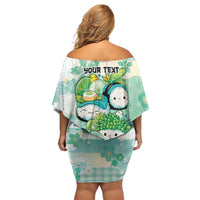 Personalized Japanese Kawaii Sushi Off Shoulder Short Dress Green Wagara Palaka This Is How I Roll