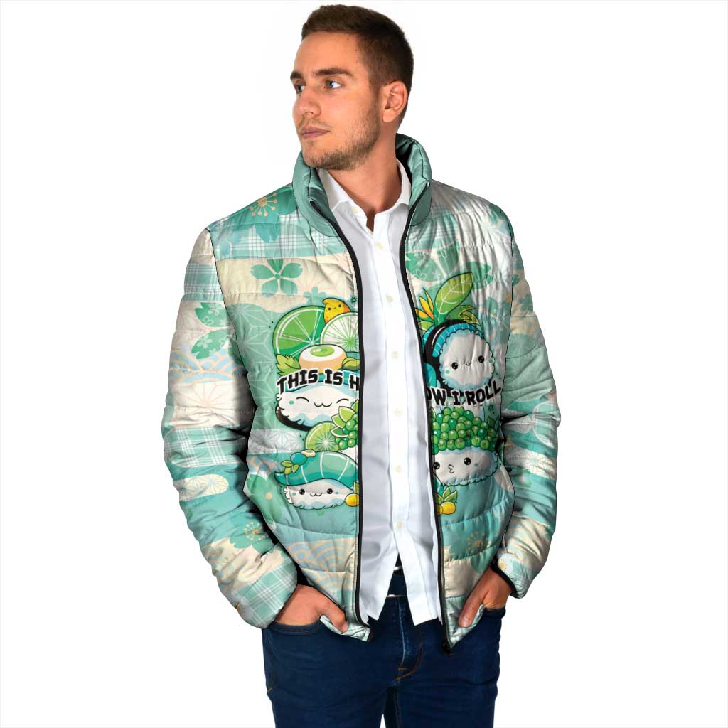 Personalized Japanese Kawaii Sushi Padded Jacket Green Wagara Palaka This Is How I Roll LT9 - Polynesian Pride