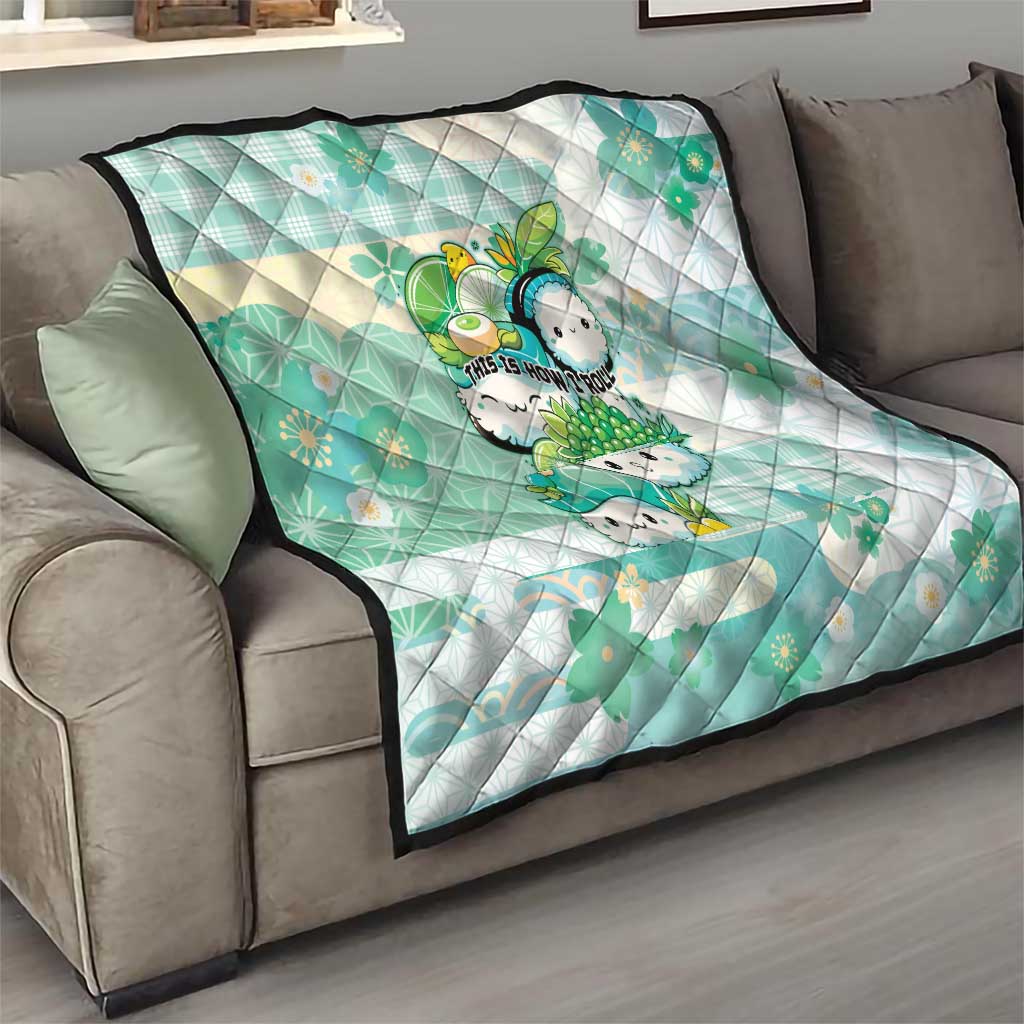 Japanese Kawaii Sushi Quilt Green Wagara Palaka This Is How I Roll LT9 - Polynesian Pride