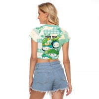 Personalized Japanese Kawaii Sushi Raglan Cropped T Shirt Green Wagara Palaka This Is How I Roll LT9 - Polynesian Pride