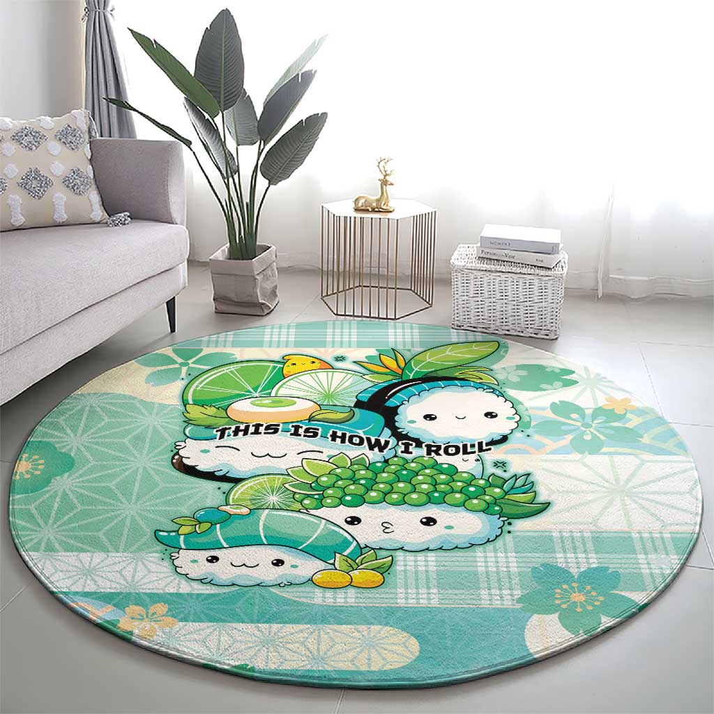 Japanese Kawaii Sushi Round Carpet Green Wagara Palaka This Is How I Roll LT9 - Polynesian Pride
