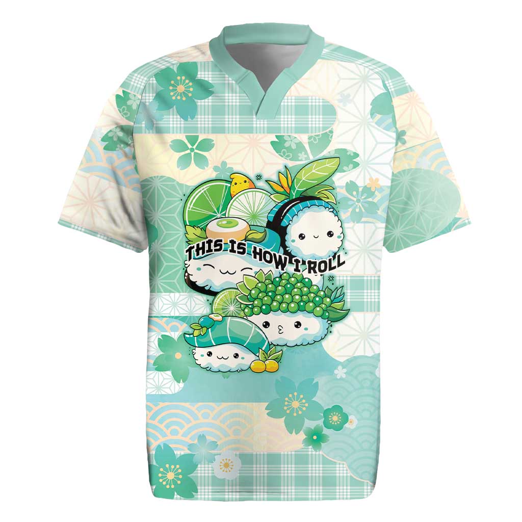 Personalized Japanese Kawaii Sushi Rugby Jersey Green Wagara Palaka This Is How I Roll