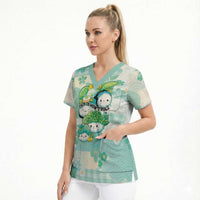 Personalized Japanese Kawaii Sushi Scrub Top Green Wagara Palaka This Is How I Roll LT9 - Polynesian Pride