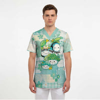 Personalized Japanese Kawaii Sushi Scrub Top Green Wagara Palaka This Is How I Roll LT9 - Polynesian Pride
