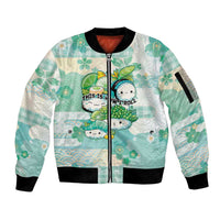 Personalized Japanese Kawaii Sushi Sleeve Zip Bomber Jacket Green Wagara Palaka This Is How I Roll LT9 Unisex Green - Polynesian Pride