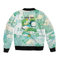 Personalized Japanese Kawaii Sushi Sleeve Zip Bomber Jacket Green Wagara Palaka This Is How I Roll LT9 - Polynesian Pride