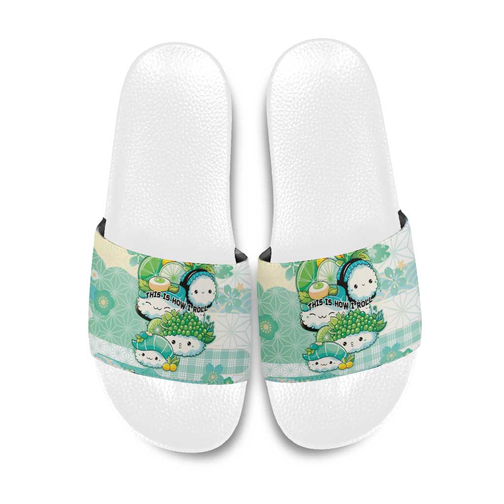 Japanese Kawaii Sushi Slide Sandals Green Wagara Palaka This Is How I Roll LT9 Green - Polynesian Pride