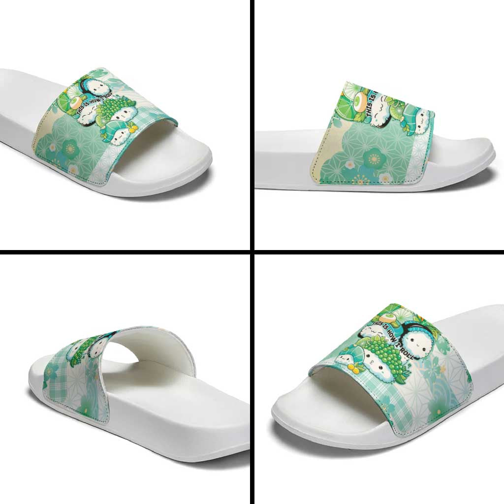 Japanese Kawaii Sushi Slide Sandals Green Wagara Palaka This Is How I Roll LT9 - Polynesian Pride