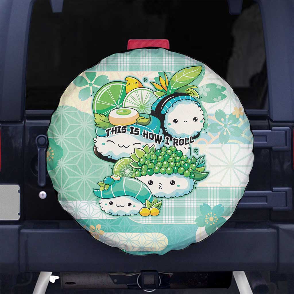 Japanese Kawaii Sushi Spare Tire Cover Green Wagara Palaka This Is How I Roll LT9 No hole Green - Polynesian Pride