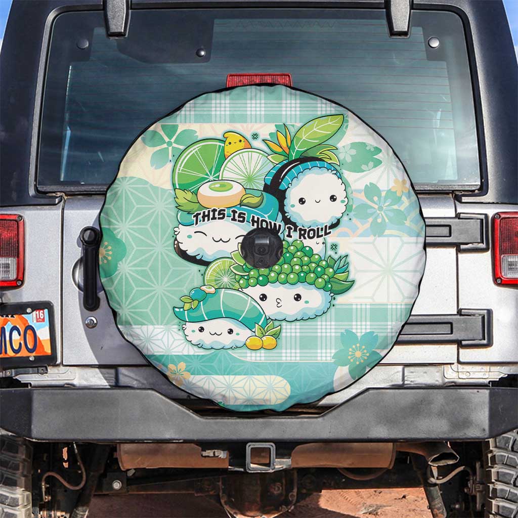 Japanese Kawaii Sushi Spare Tire Cover Green Wagara Palaka This Is How I Roll LT9 Green - Polynesian Pride
