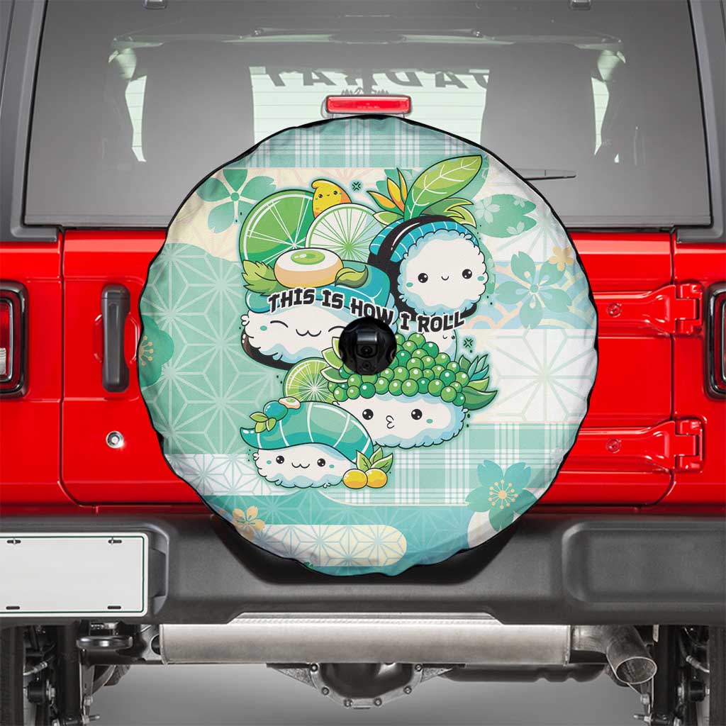 Japanese Kawaii Sushi Spare Tire Cover Green Wagara Palaka This Is How I Roll LT9 - Polynesian Pride