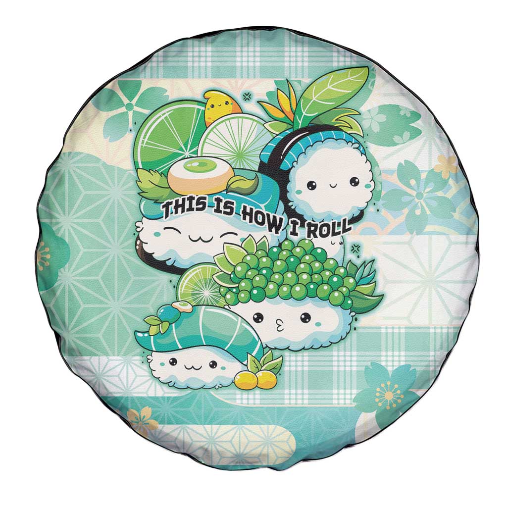 Japanese Kawaii Sushi Spare Tire Cover Green Wagara Palaka This Is How I Roll LT9 - Polynesian Pride
