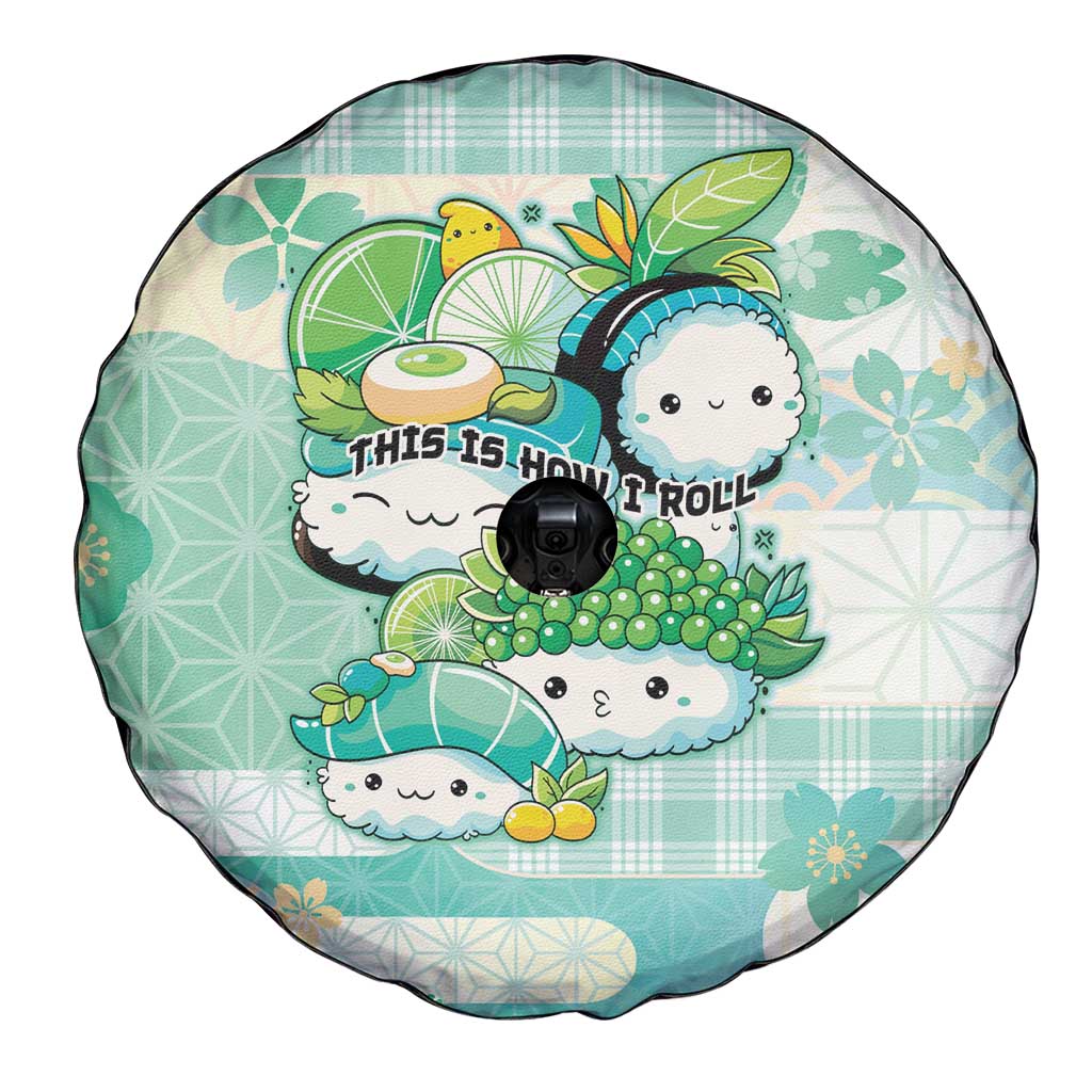 Japanese Kawaii Sushi Spare Tire Cover Green Wagara Palaka This Is How I Roll LT9 - Polynesian Pride