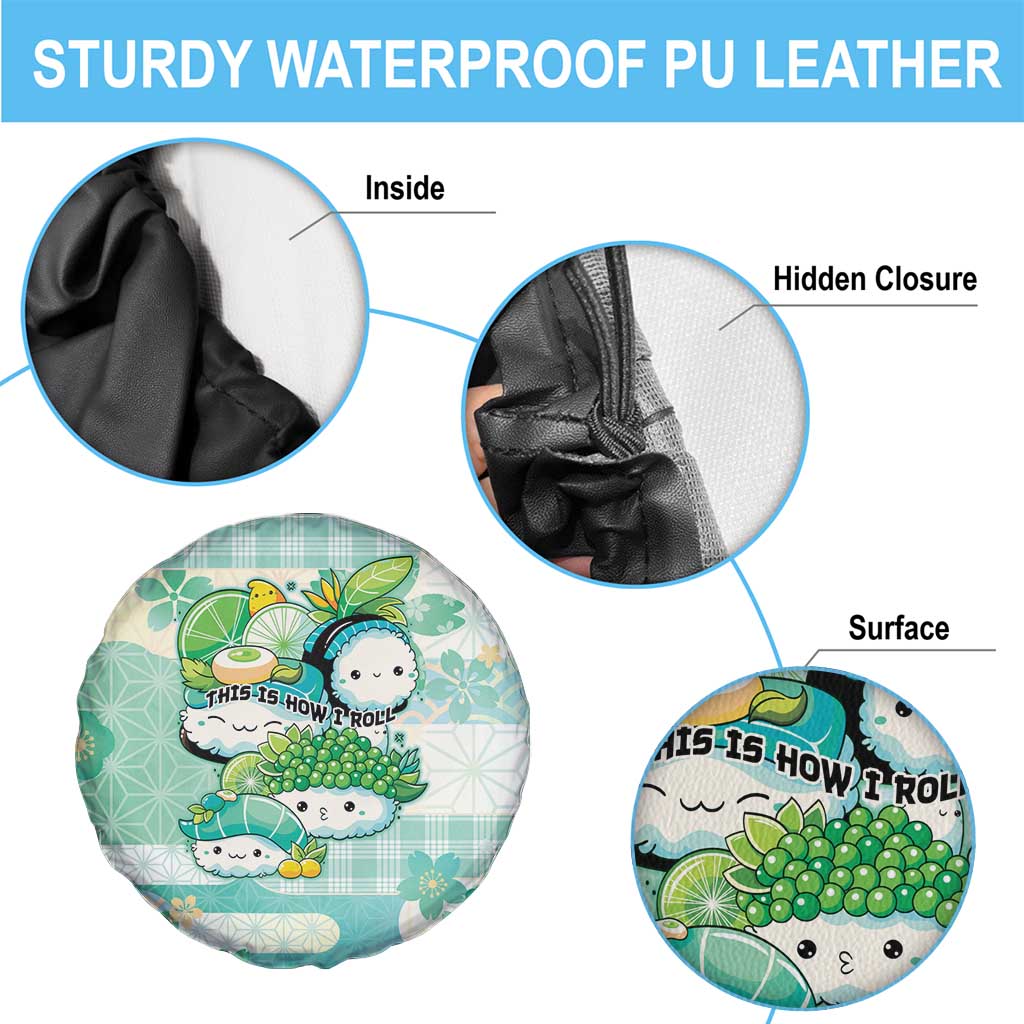 Japanese Kawaii Sushi Spare Tire Cover Green Wagara Palaka This Is How I Roll LT9 - Polynesian Pride
