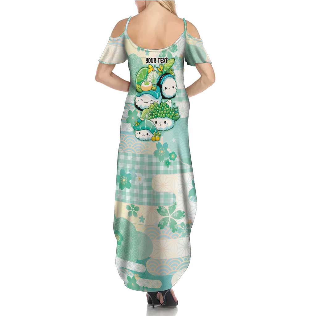 Personalized Japanese Kawaii Sushi Summer Maxi Dress Green Wagara Palaka This Is How I Roll LT9 - Polynesian Pride