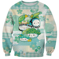 Personalized Japanese Kawaii Sushi Sweatshirt Green Wagara Palaka This Is How I Roll LT9 Unisex Green - Polynesian Pride