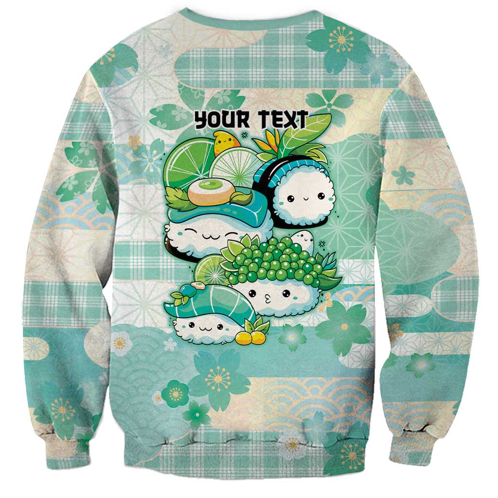 Personalized Japanese Kawaii Sushi Sweatshirt Green Wagara Palaka This Is How I Roll LT9 - Polynesian Pride