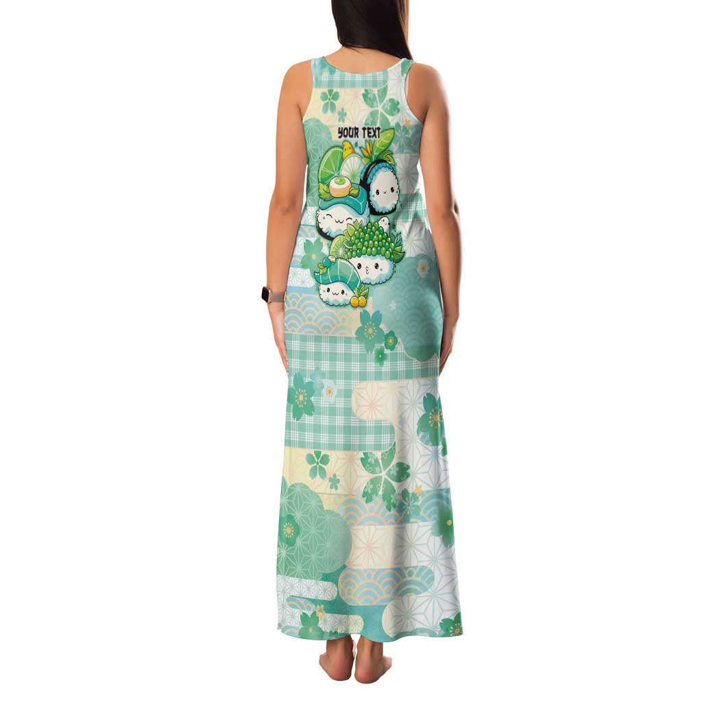 Personalized Japanese Kawaii Sushi Tank Maxi Dress Green Wagara Palaka This Is How I Roll LT9 - Polynesian Pride