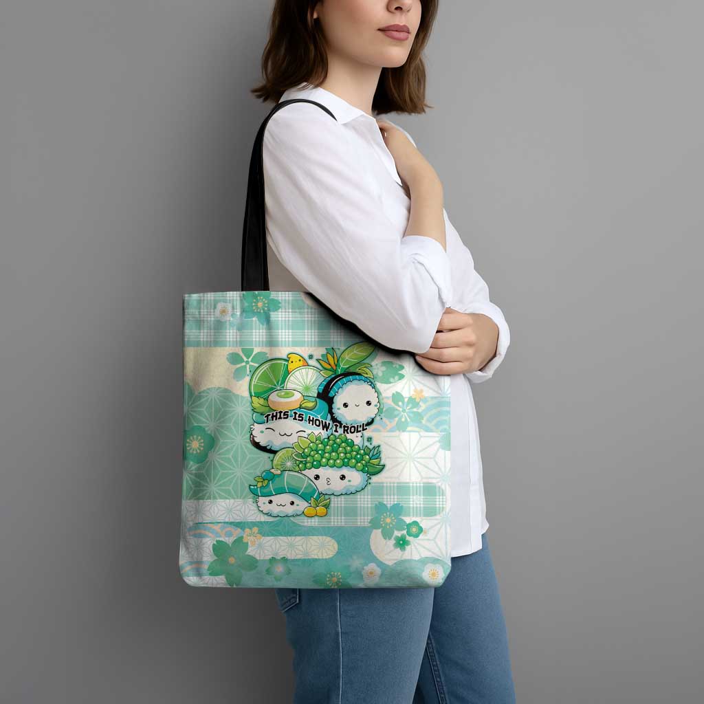Japanese Kawaii Sushi Tote Bag Green Wagara Palaka This Is How I Roll LT9 - Polynesian Pride