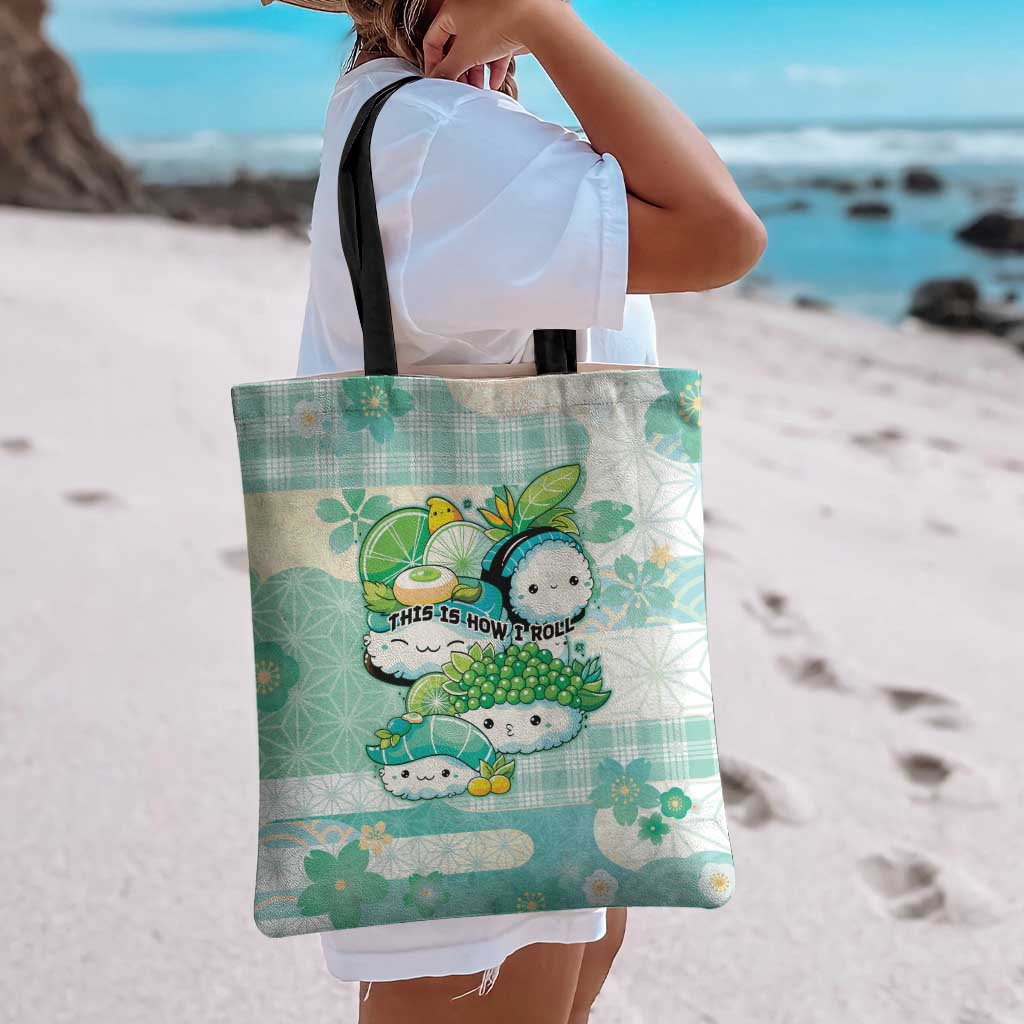 Japanese Kawaii Sushi Tote Bag Green Wagara Palaka This Is How I Roll LT9 - Polynesian Pride