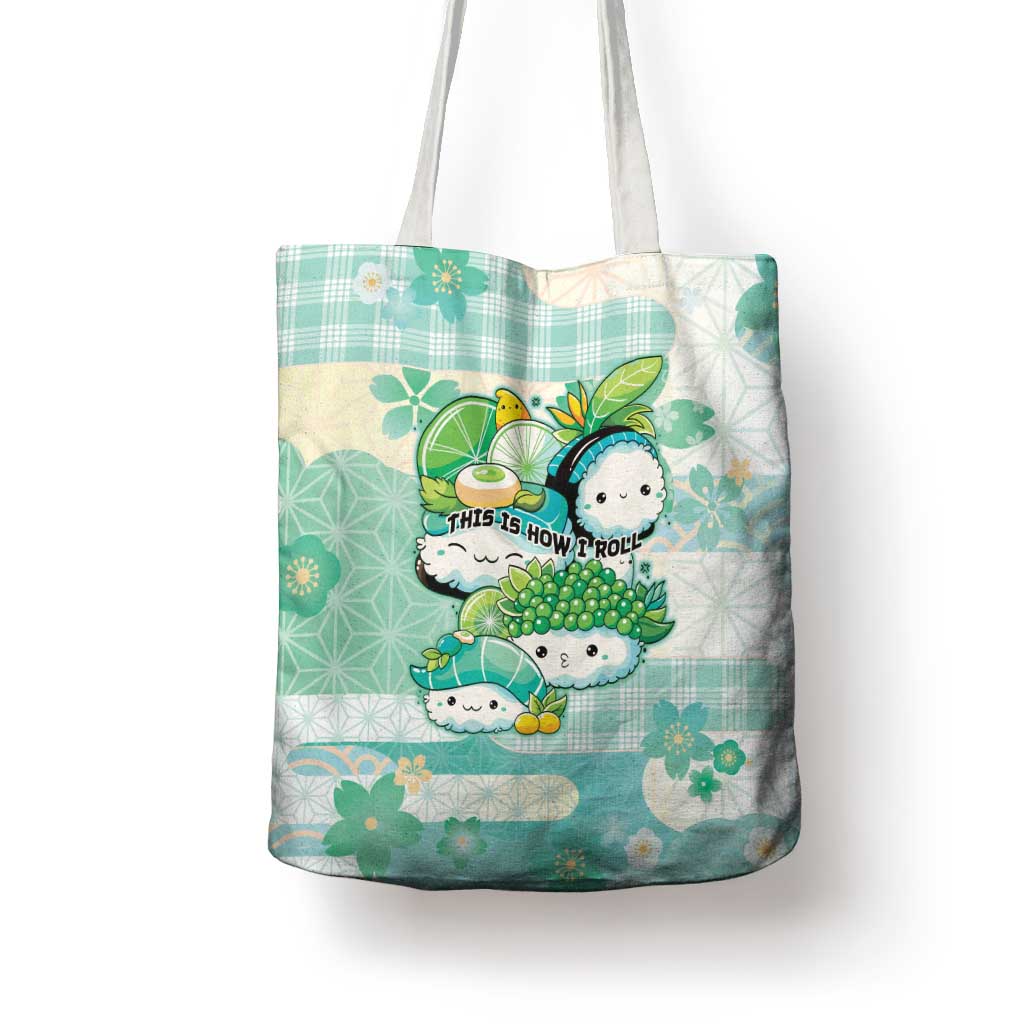 Japanese Kawaii Sushi Tote Bag Green Wagara Palaka This Is How I Roll LT9 - Polynesian Pride