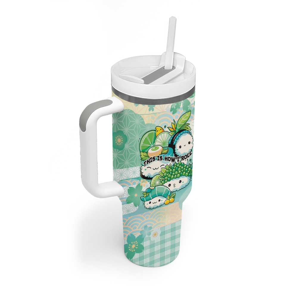 Personalized Japanese Kawaii Sushi Tumbler With Handle Green Wagara Palaka This Is How I Roll