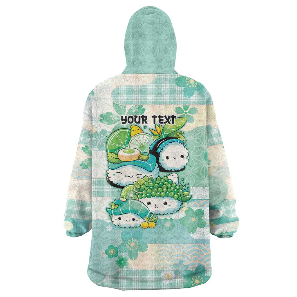 Personalized Japanese Kawaii Sushi Wearable Blanket Hoodie Green Wagara Palaka This Is How I Roll LT9 - Polynesian Pride