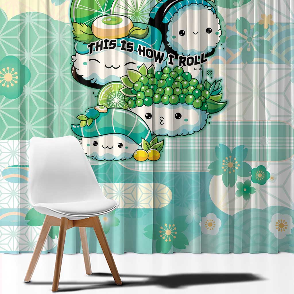 Japanese Kawaii Sushi Window Curtain Green Wagara Palaka This Is How I Roll LT9 - Polynesian Pride