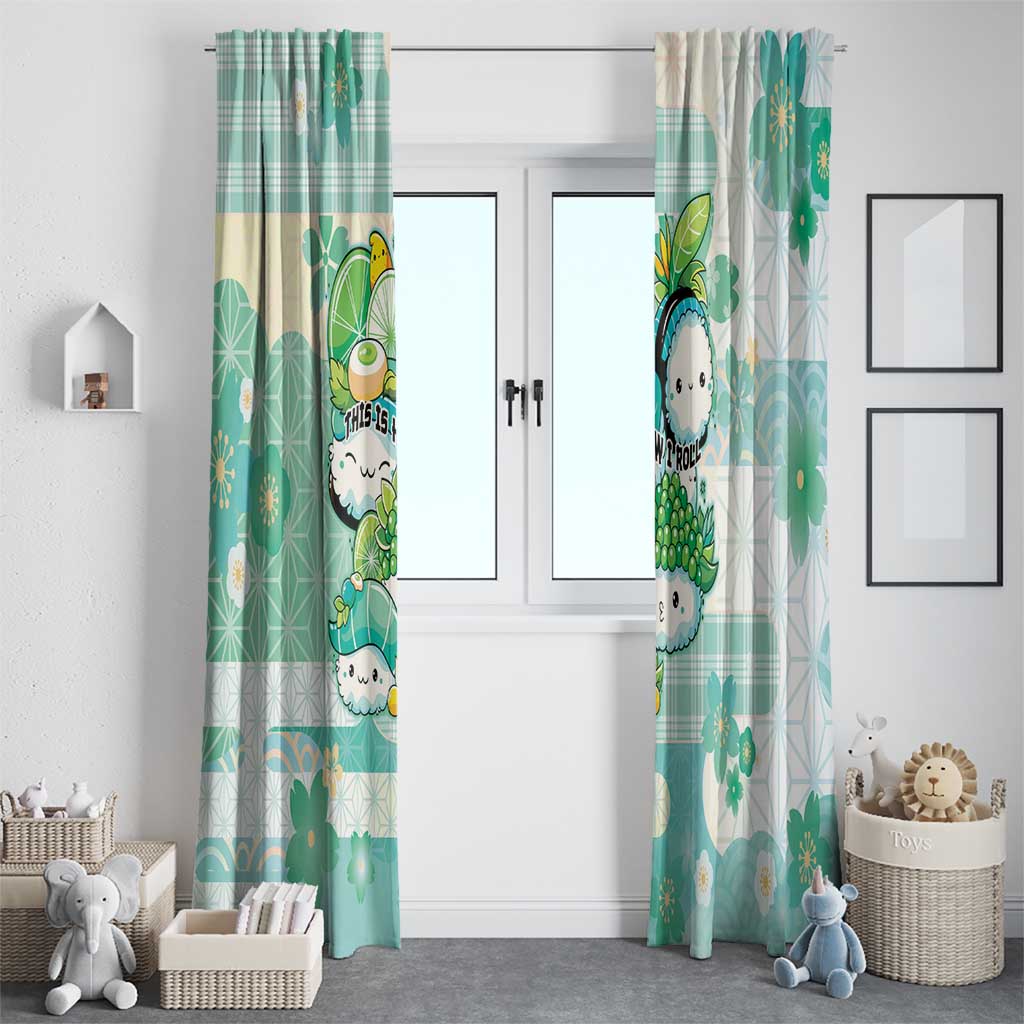 Japanese Kawaii Sushi Window Curtain Green Wagara Palaka This Is How I Roll LT9 - Polynesian Pride