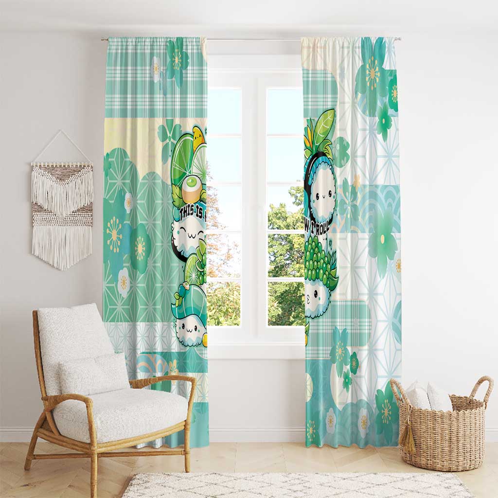 Japanese Kawaii Sushi Window Curtain Green Wagara Palaka This Is How I Roll LT9 - Polynesian Pride
