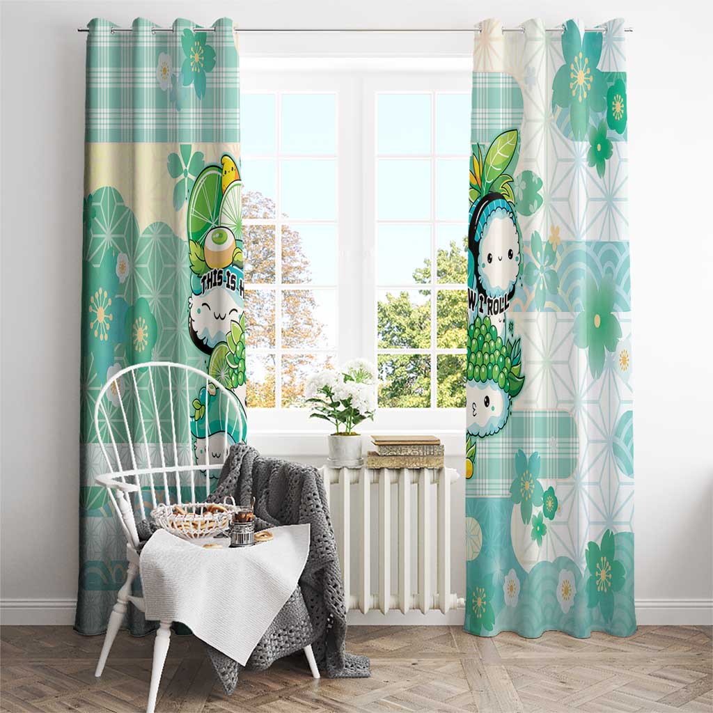 Japanese Kawaii Sushi Window Curtain Green Wagara Palaka This Is How I Roll LT9 - Polynesian Pride