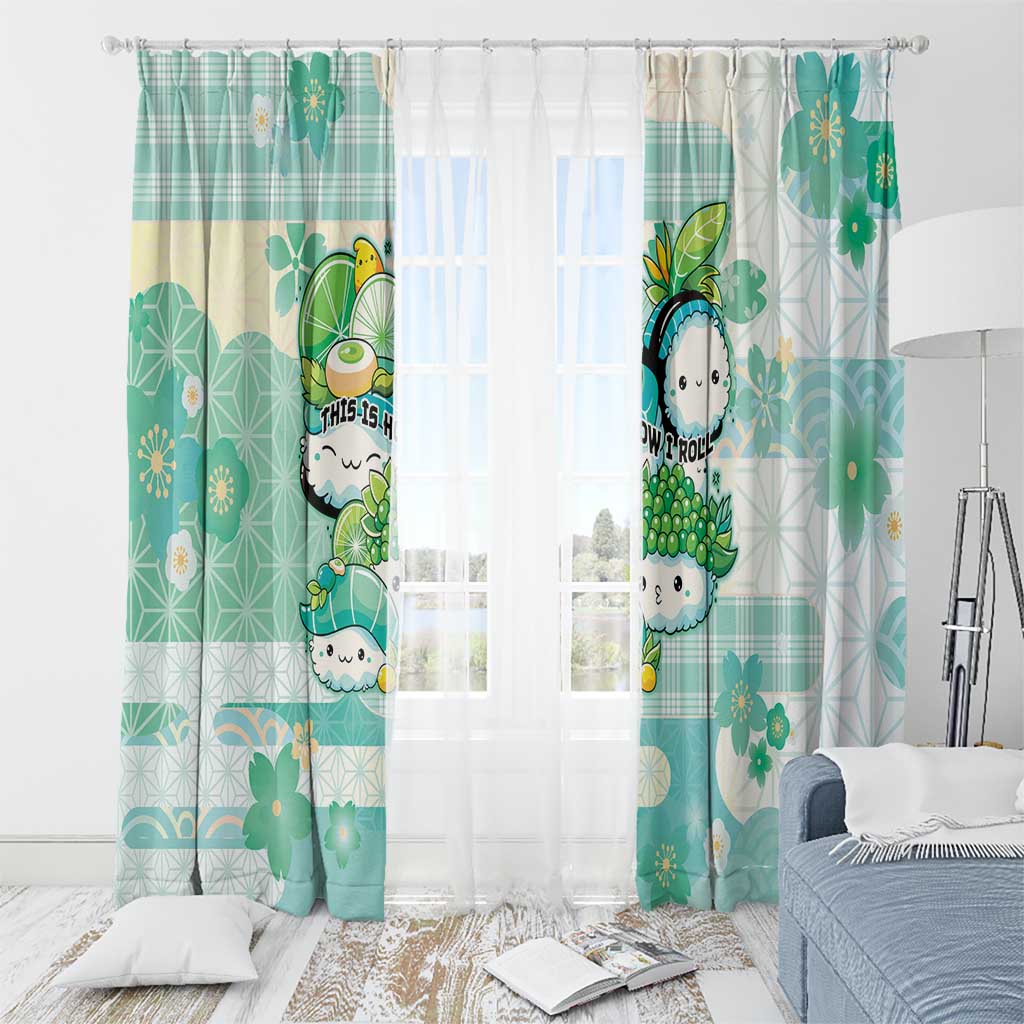 Japanese Kawaii Sushi Window Curtain Green Wagara Palaka This Is How I Roll LT9 - Polynesian Pride