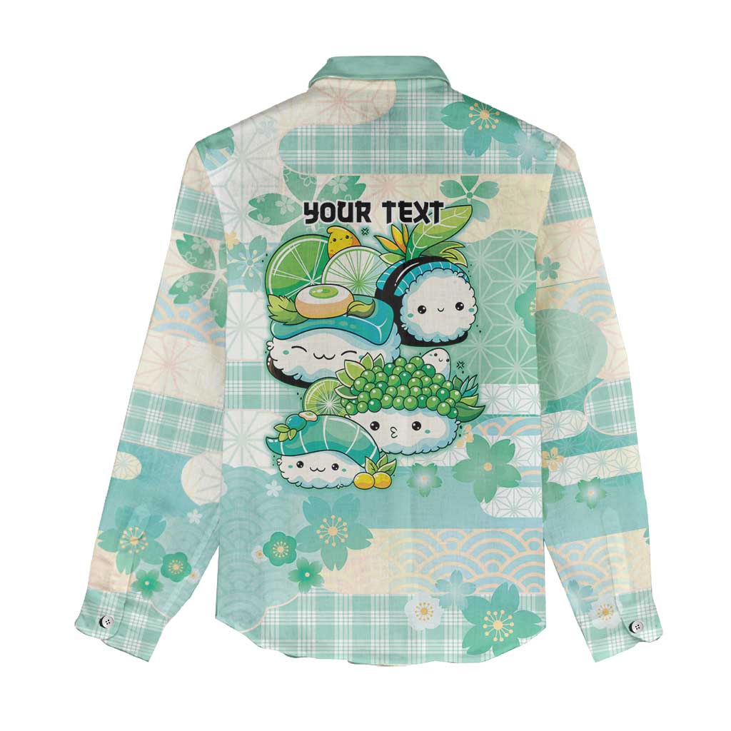 Personalized Japanese Kawaii Sushi Women Casual Shirt Green Wagara Palaka This Is How I Roll LT9 - Polynesian Pride