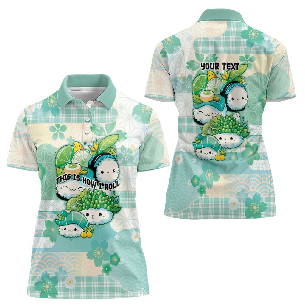 Personalized Japanese Kawaii Sushi Women Polo Shirt Green Wagara Palaka This Is How I Roll LT9 - Polynesian Pride