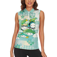 Personalized Japanese Kawaii Sushi Women Sleeveless Polo Shirt Green Wagara Palaka This Is How I Roll LT9 - Polynesian Pride