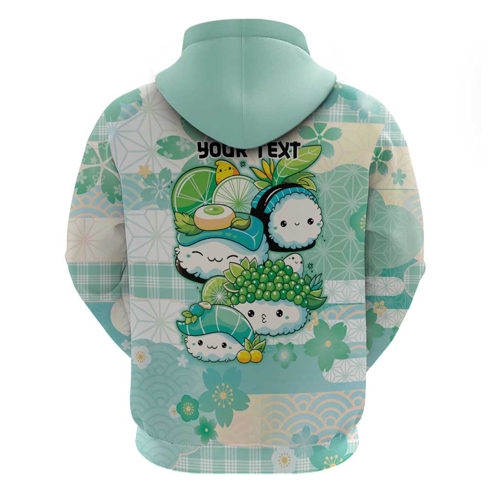 Personalized Japanese Kawaii Sushi Zip Hoodie Green Wagara Palaka This Is How I Roll LT9 - Polynesian Pride